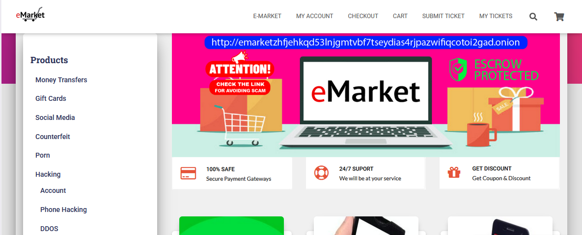 Dark web market place
